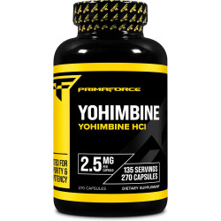 PrimaForce Yohimbine HCl 2.5mg 270 Capsules Premium Supplement Boosts Performance Zero Fillers Non-GMO Gluten Free