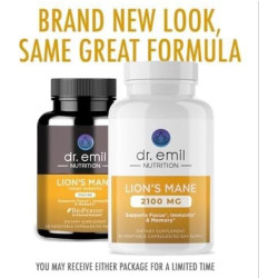 DR. EMIL NUTRITION Lions Mane 2100mg Organic Focus Mental Clarity Cognition Mushroom Supplement