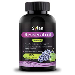Sylan Trans Resveratrol 1000mg 180 Capsules Antioxidant Anti Aging Support Heart Health Joint and Brain Function Immune System