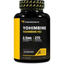 PrimaForce Yohimbine HCl 2.5mg 270 Capsules Premium Supplement Boosts Performance Zero Fillers Non-GMO Gluten Free
