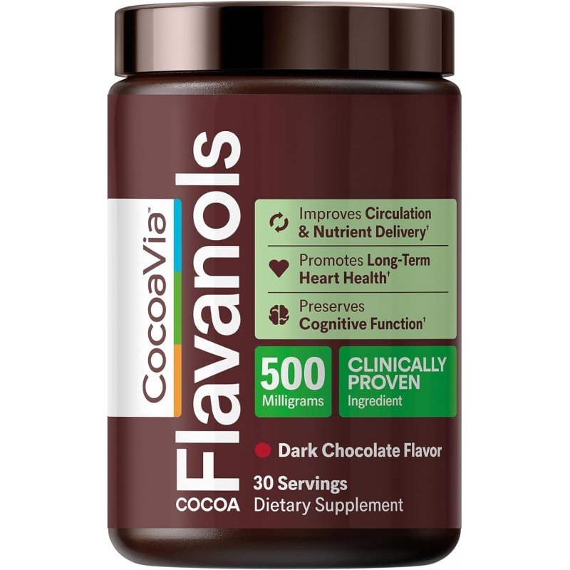 CocoaVia Cardio Health Cocoa Powder 500mg Support Heart Health Boost Nitric Oxide Improve Circulation Energy