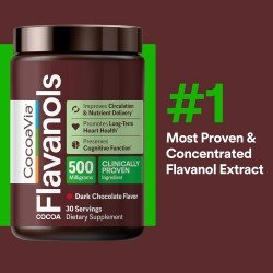 CocoaVia Cardio Health Cocoa Powder 500mg Support Heart Health Boost Nitric Oxide Improve Circulation Energy